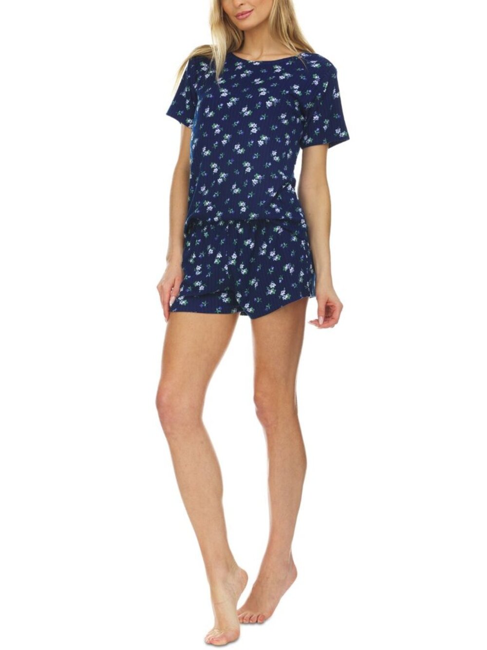 Flora by Flora Nikrooz Womens Printed Ribbed Shorts Pajama Set